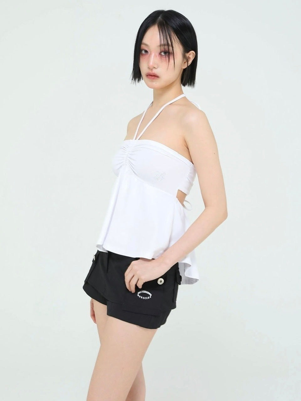 【Uglyshadow】BEADS TUNNEL SLEEVELESS / 【アグリーシャドウ】ビーズホルターネックキャミソールチュニック