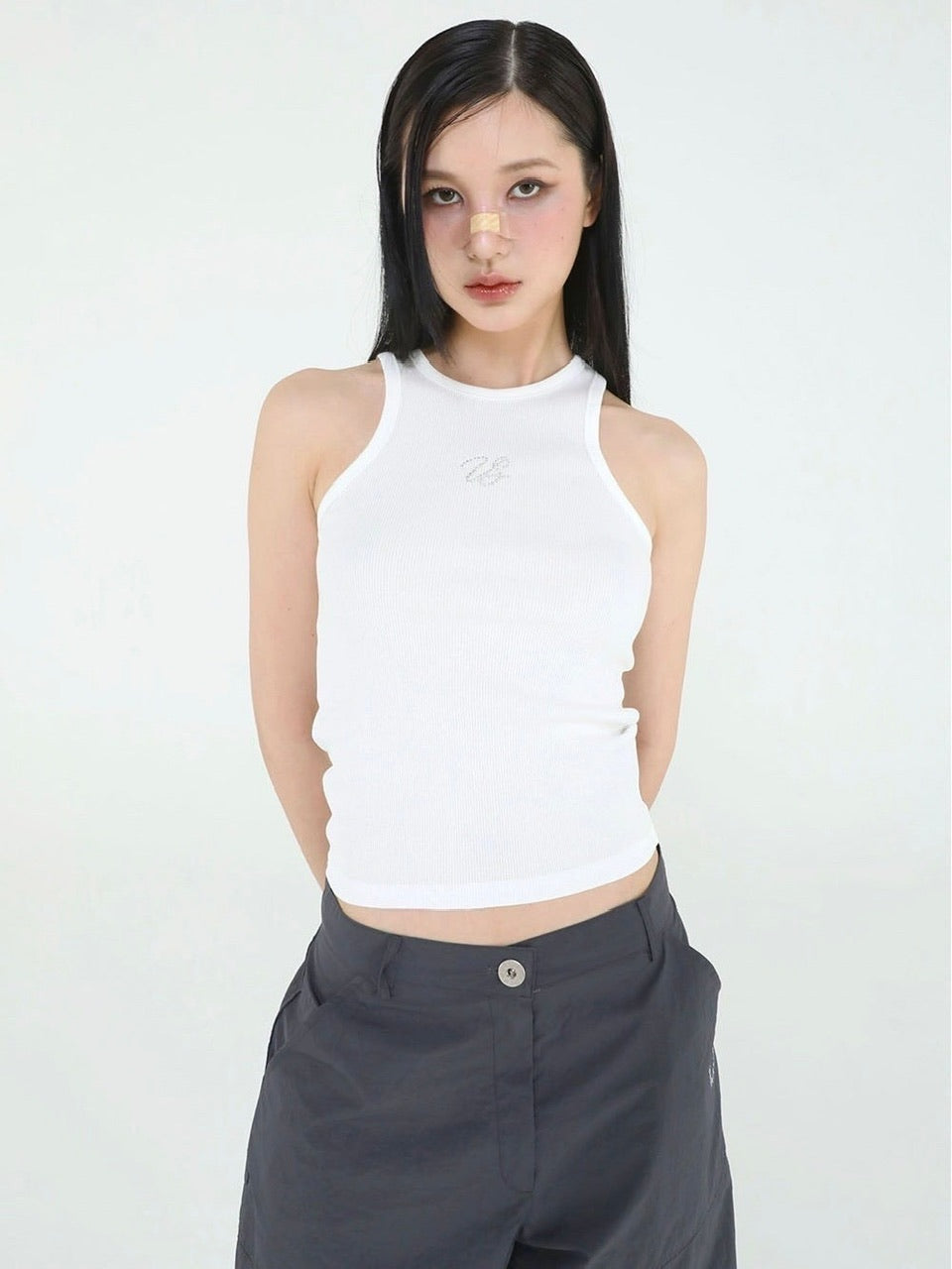 【Uglyshadow】BEADS MANGO SLEEVELESS / 【アグリーシャドウ】ビーズシンプルタンクトップ