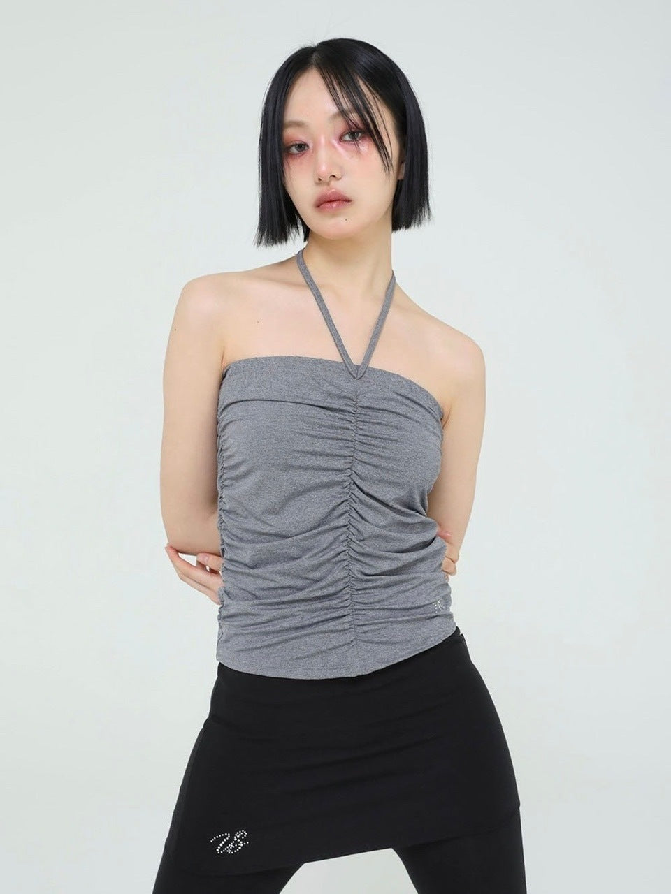 【Uglyshadow】BEADS SHIRRING TOP