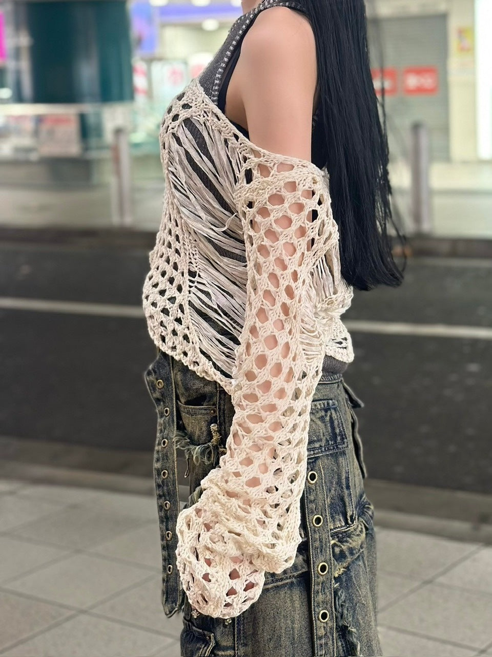 受注制【Never mind the XU】damage summer knit (3color)