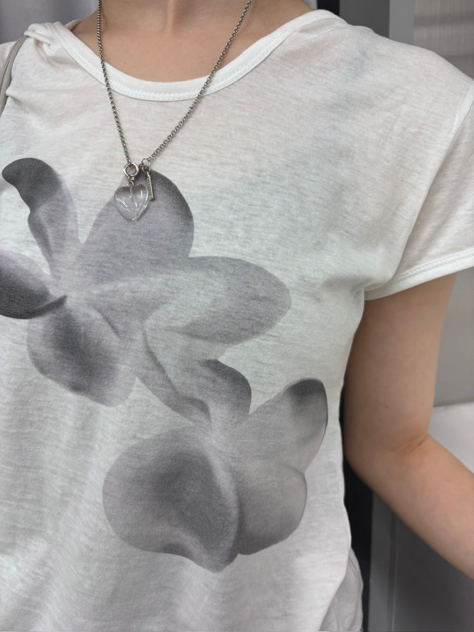 受注制【nmtc +】flower design half sleeve hoodie (3color)