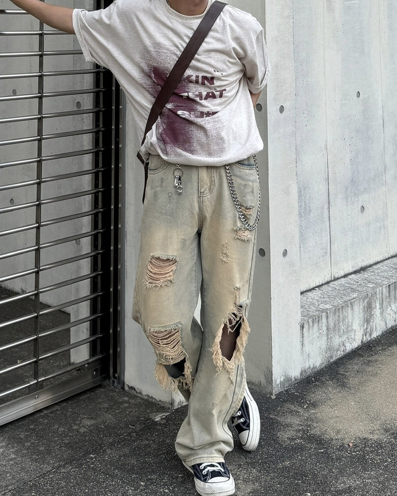 受注制【RENOL】damage denim pants