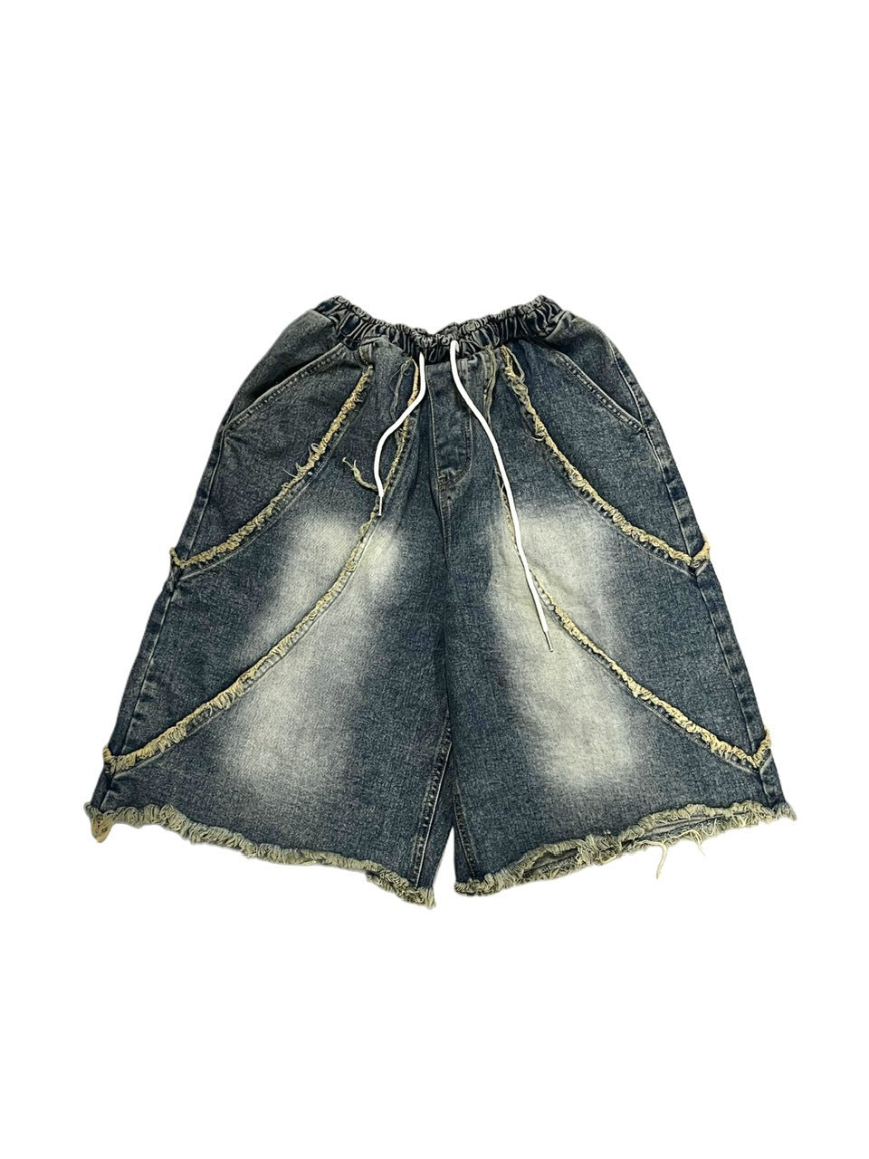 受注制【Never mind the XU】line denim half pants (2color)