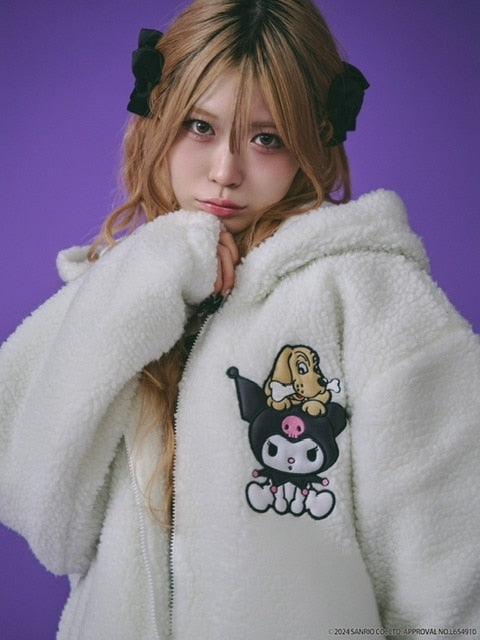 【GALFY×KUROMI】モコモコ丸ボアずきんパーカー / 【ガルフィー×クロミ】ファーロゴ長袖ジップアップパーカー