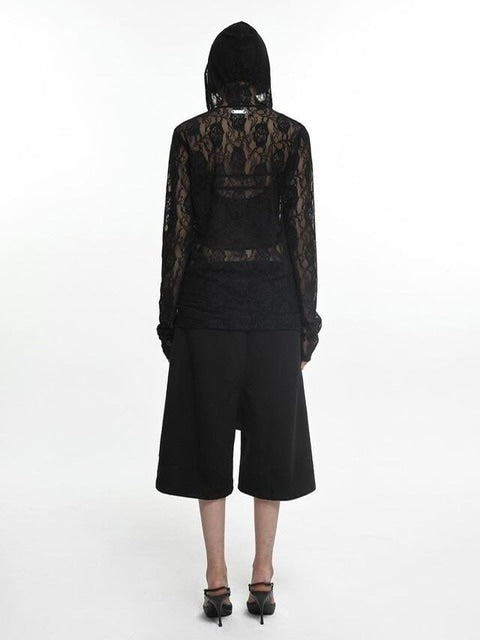 【NACHE】LACE HOODIE SHIRT