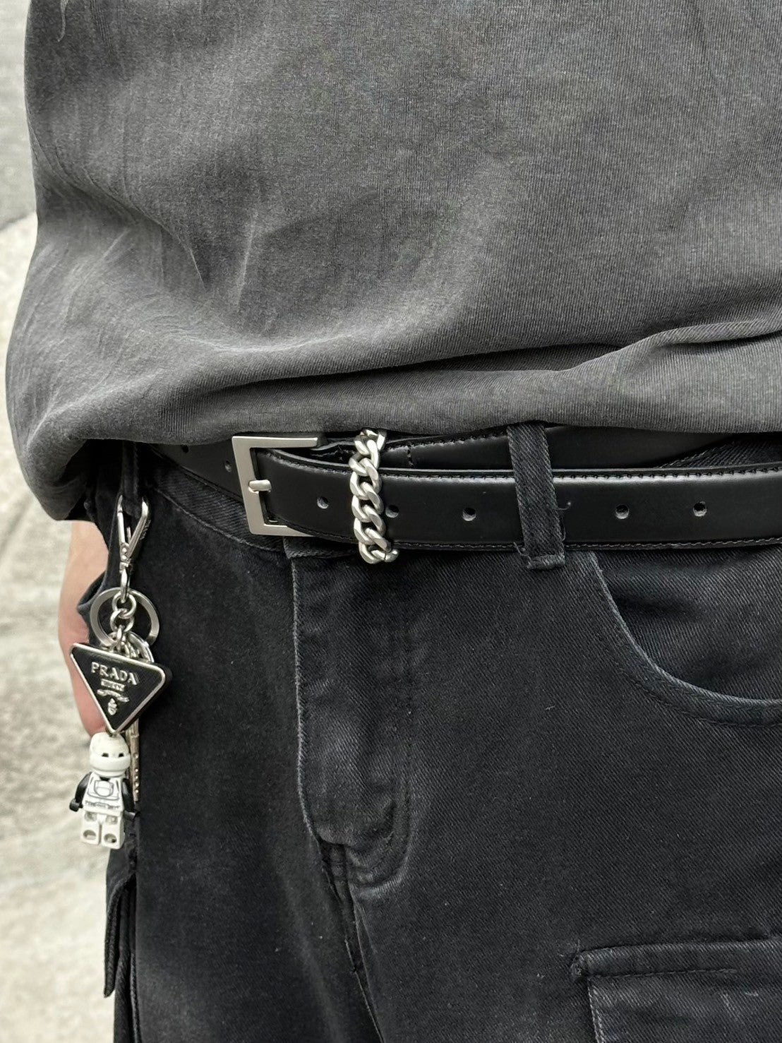受注制【Chikashitsu +】real leather chain belt