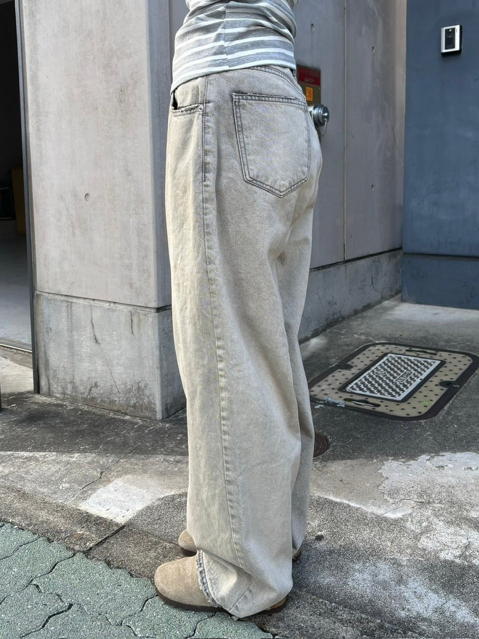 受注制【oaks】wash wide denim pants