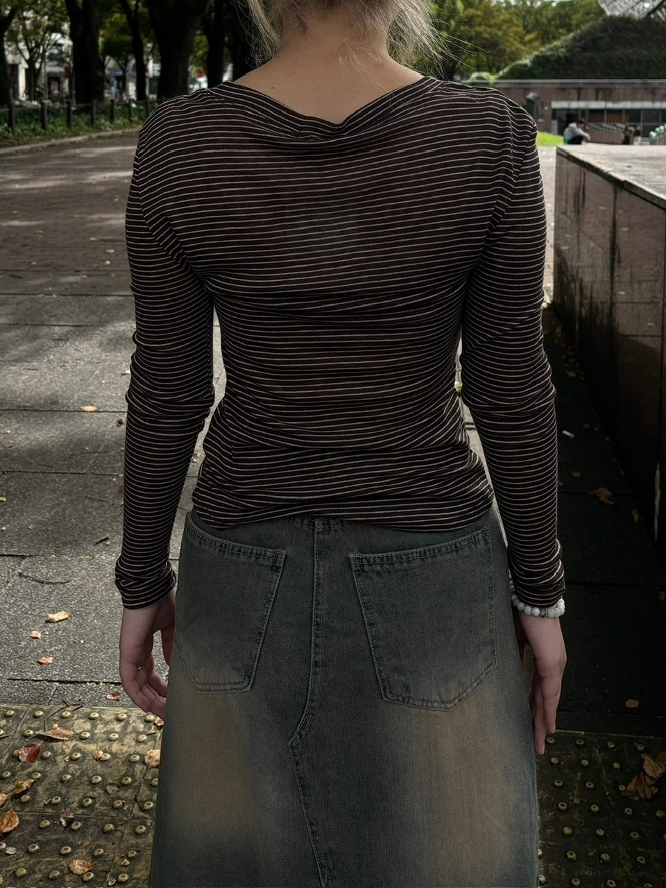 受注制【oaks】see-through stripe long sleeve (3color)