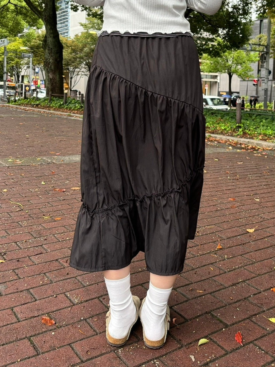 受注制【oaks】shirring long skirt (2color)