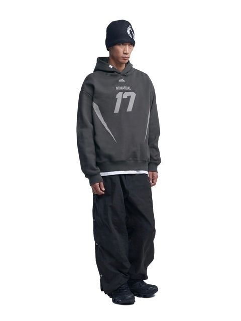 【NOMANUAL】17 FOOTBALL HOODIE / 【ノーマニュアル】ロゴプリント長袖パーカー