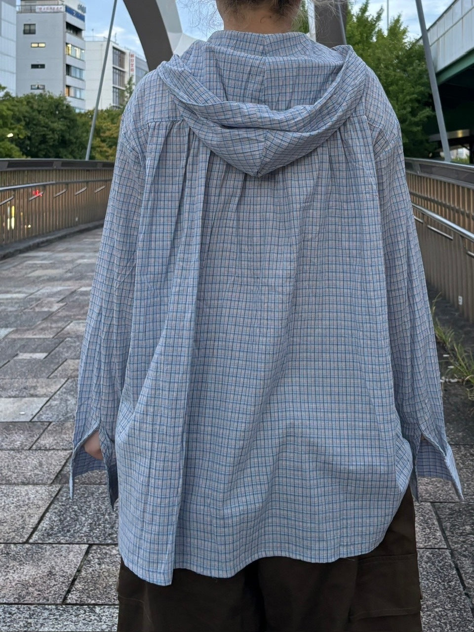 受注制【oaks】oversize hoodie check shirt (2color)