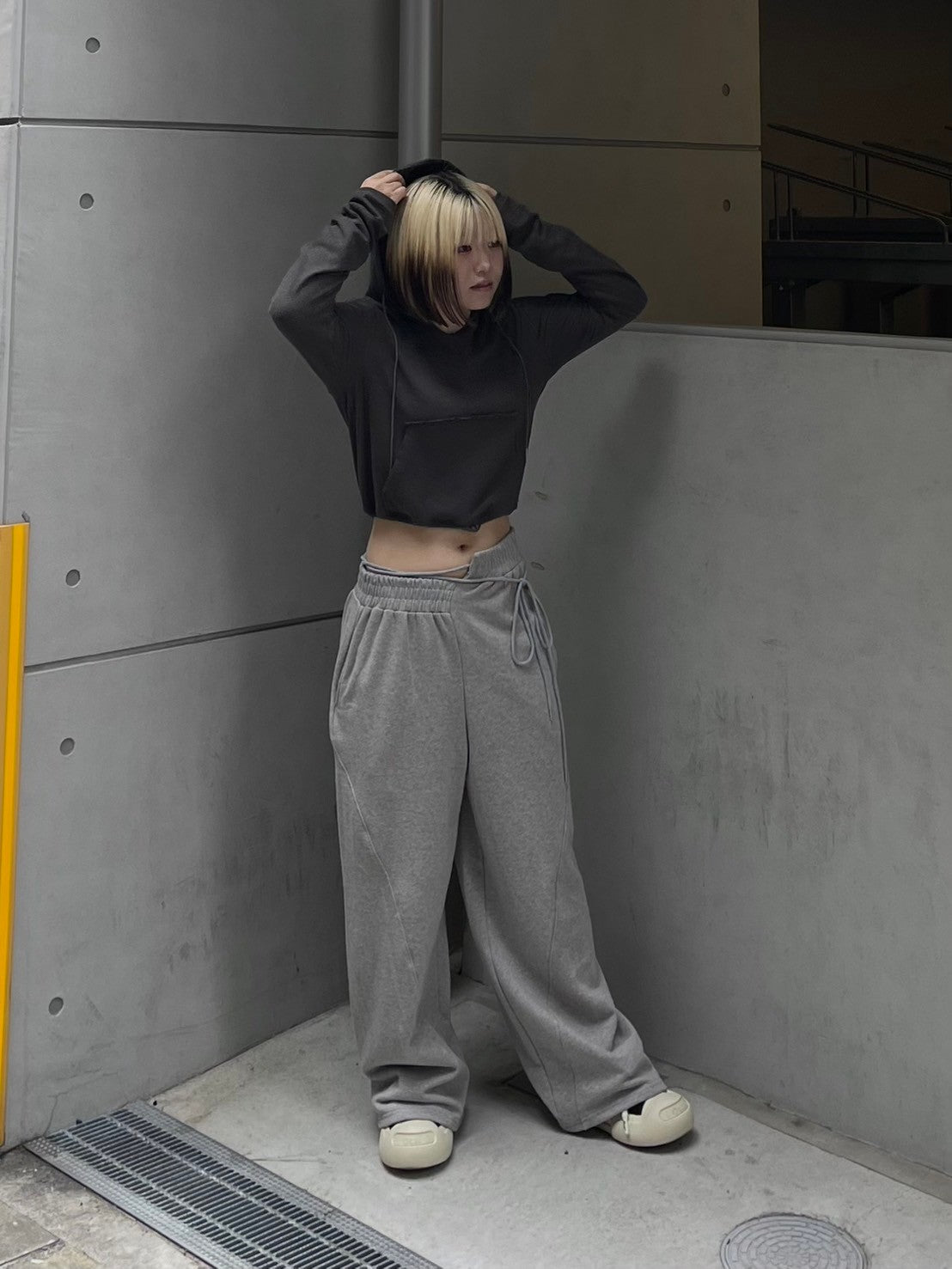 受注制【oaks】design ribbon wide sweat pants (3color)