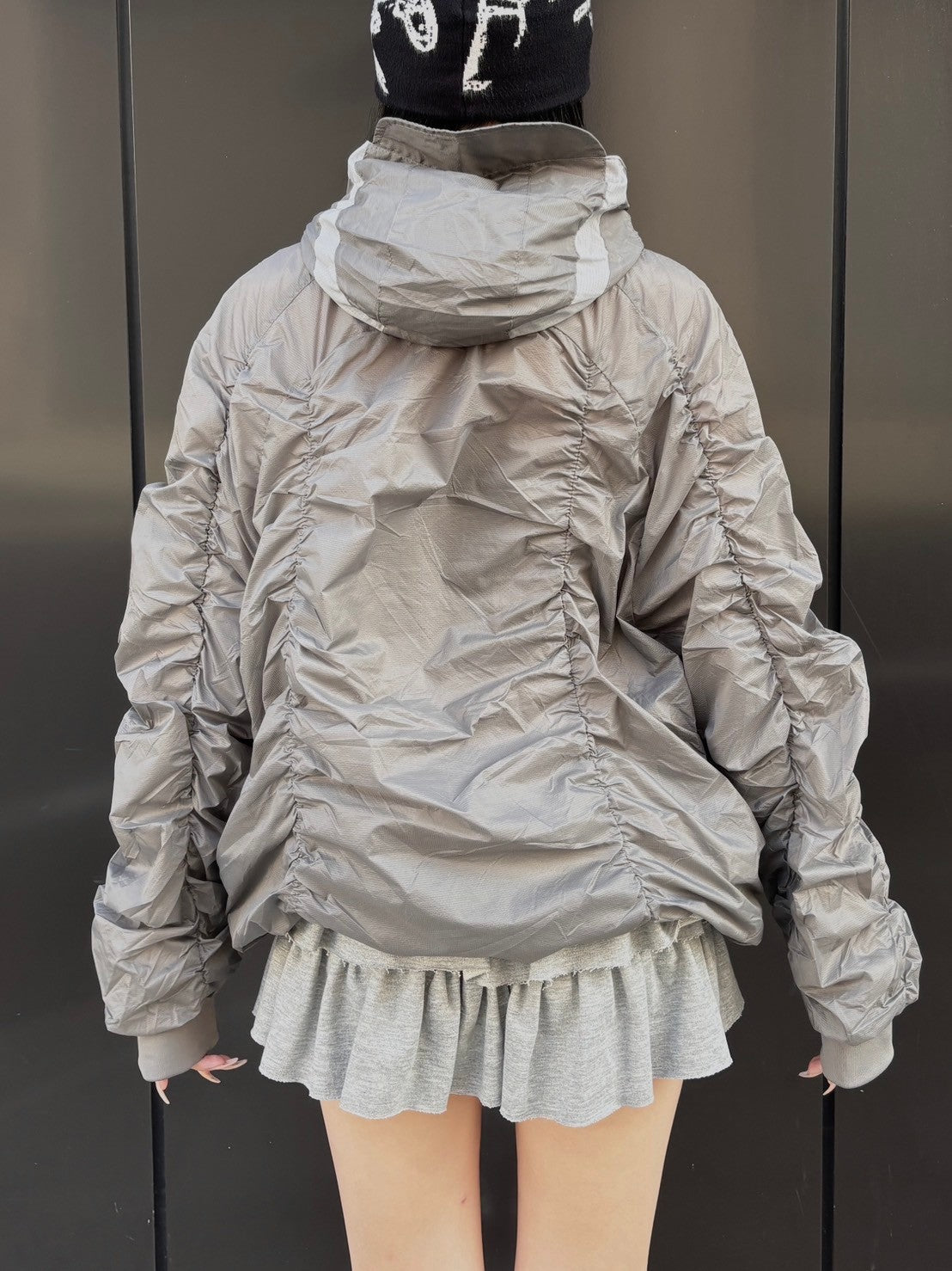 受注制【oaks】shirring design nylon jacket (3color)