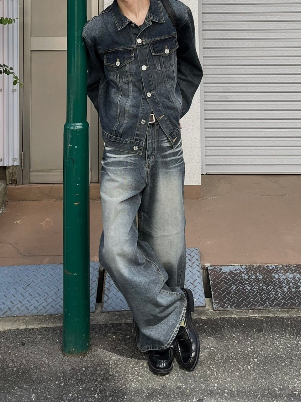 受注制【Chikashitsu +】vintage wash denim jacket 2 (2color)