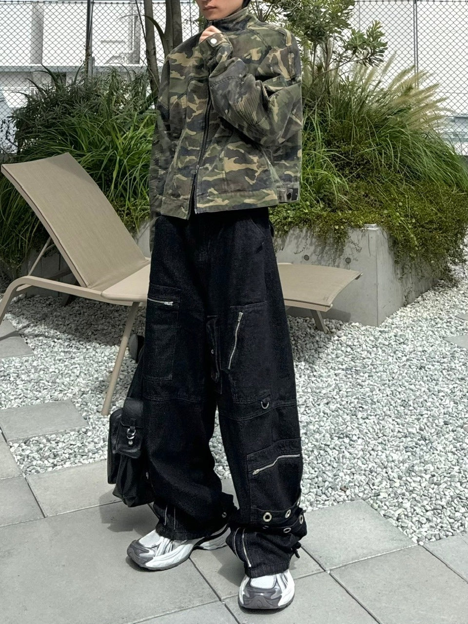 受注制【Chikashitsu +】steel ring denim cargo pants