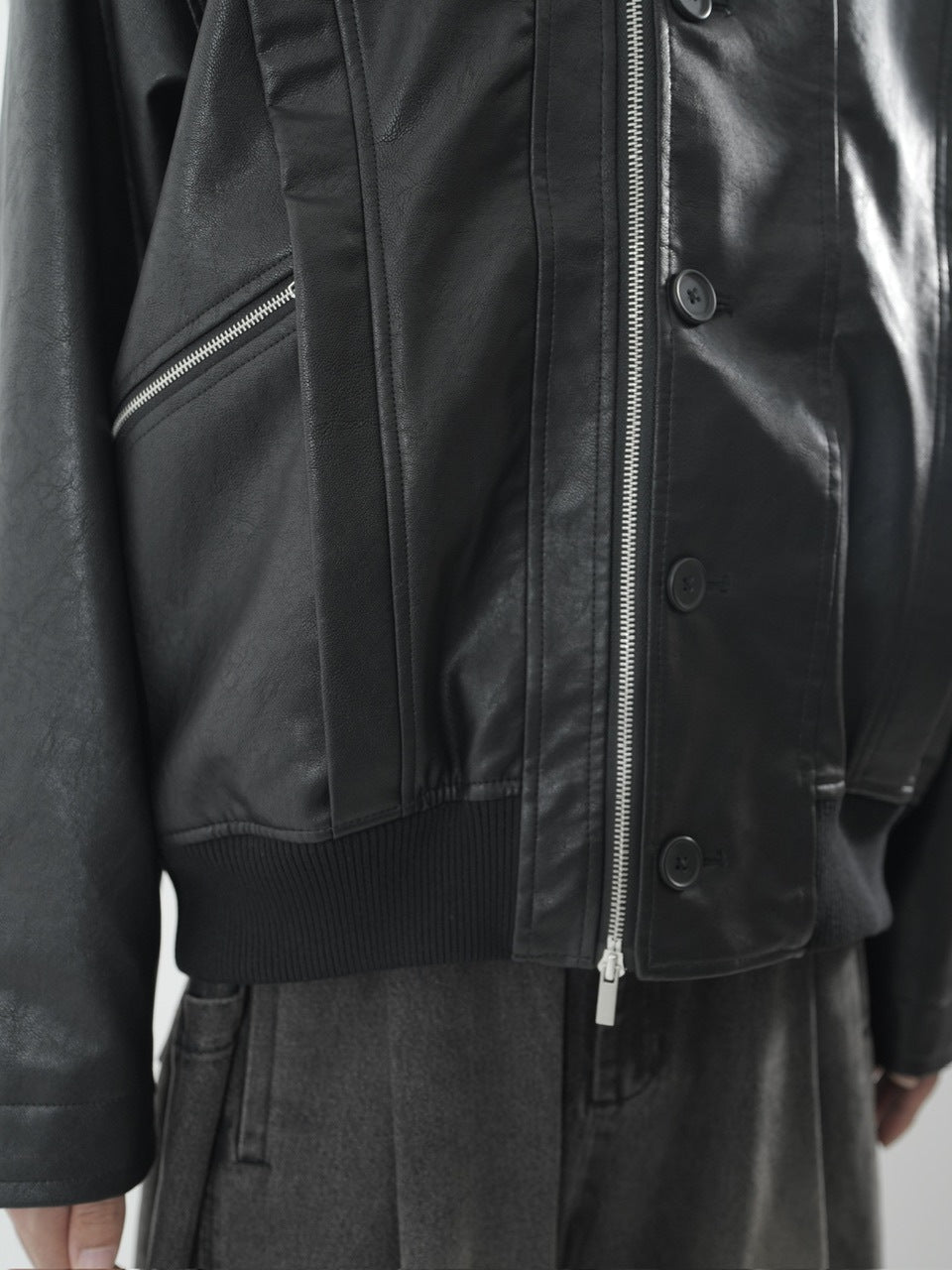 【CS】multi vegan leather blouson (black)