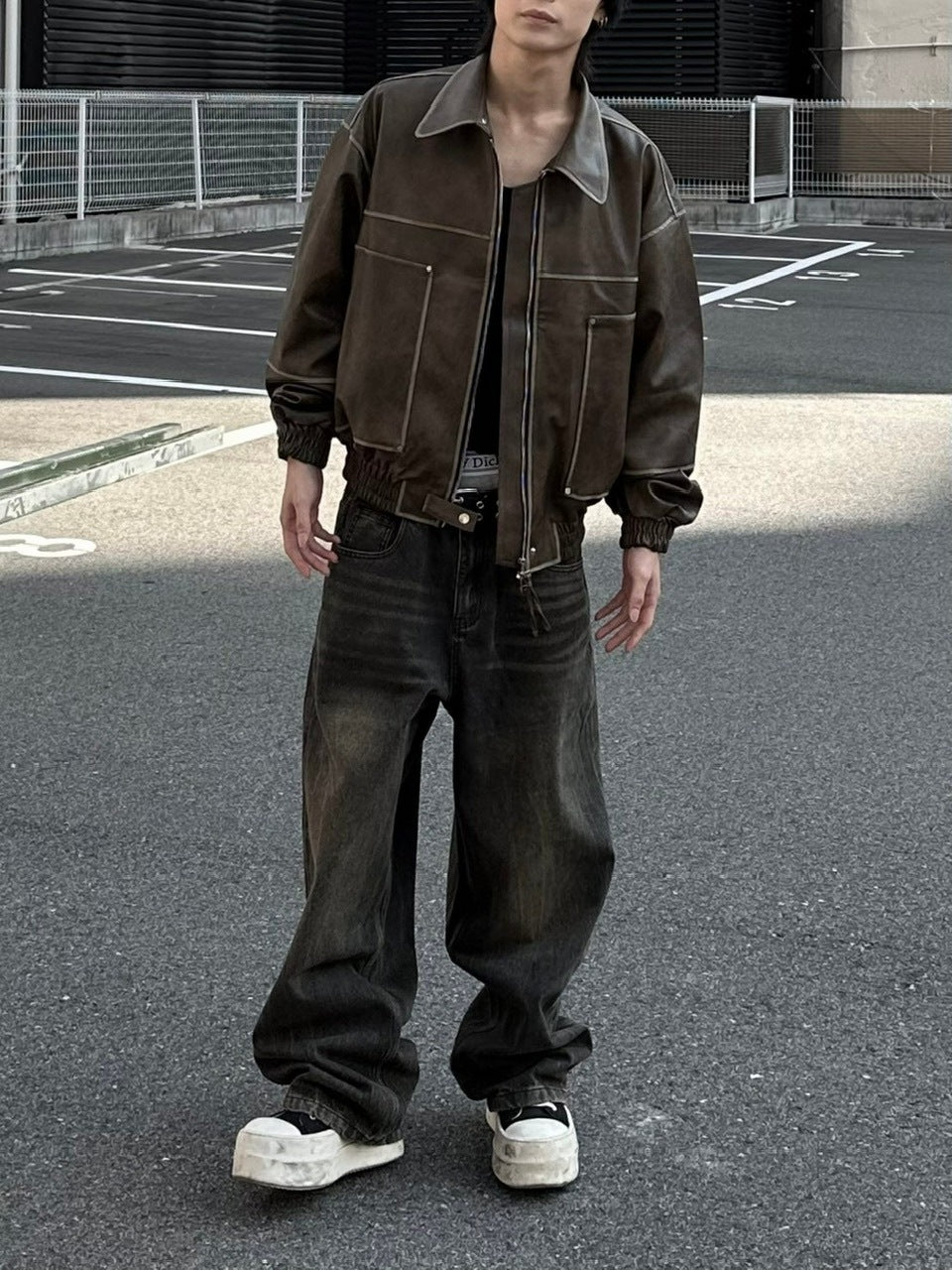 大阪店WEB限定受注制【Chikashitsu +】washing vegan leather jacket (2color)