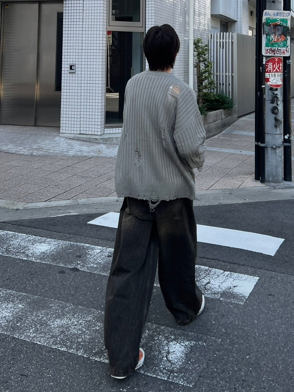 大阪店WEB限定【Chikashitsu +】overfit damage knit (3color)