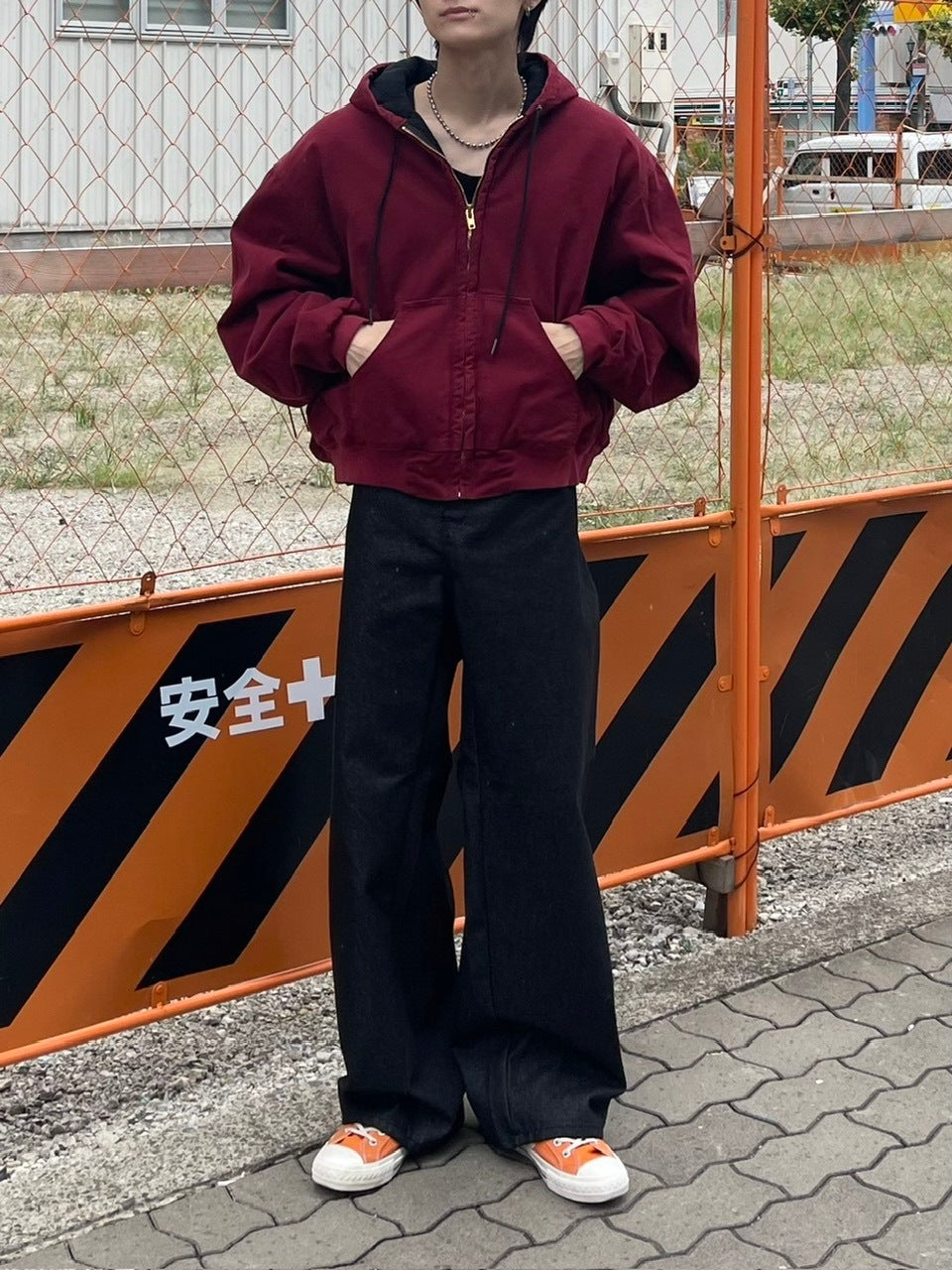 受注制【Chikashitsu +】cropped hooded work blouson (2color) / 【チカシツプラス】クロップドフードジップアップパーカーワーク長袖ブルゾン