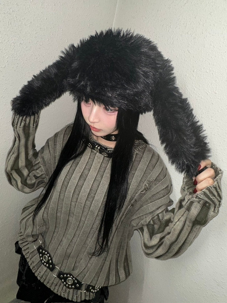 受注制【Never mind the XU】dyeing damage knit (2color) / 【ネバーマインドザエックスユー】ダメージ長袖ニット