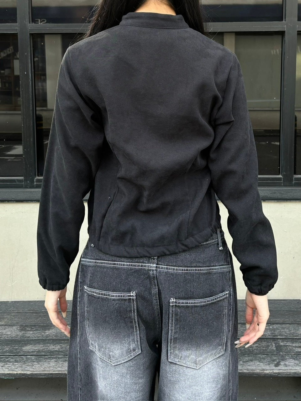 受注制【oaks】cropped stats suede jacket (2color)