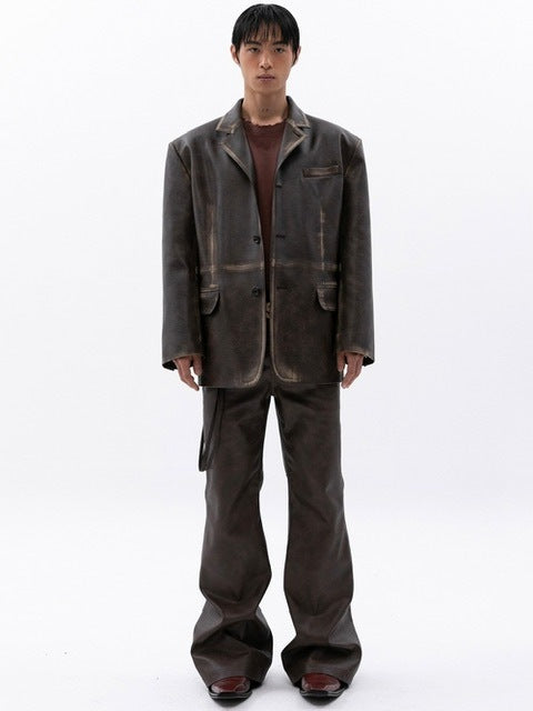 【ESC STUDIO】washing leather 4 buttons blazer