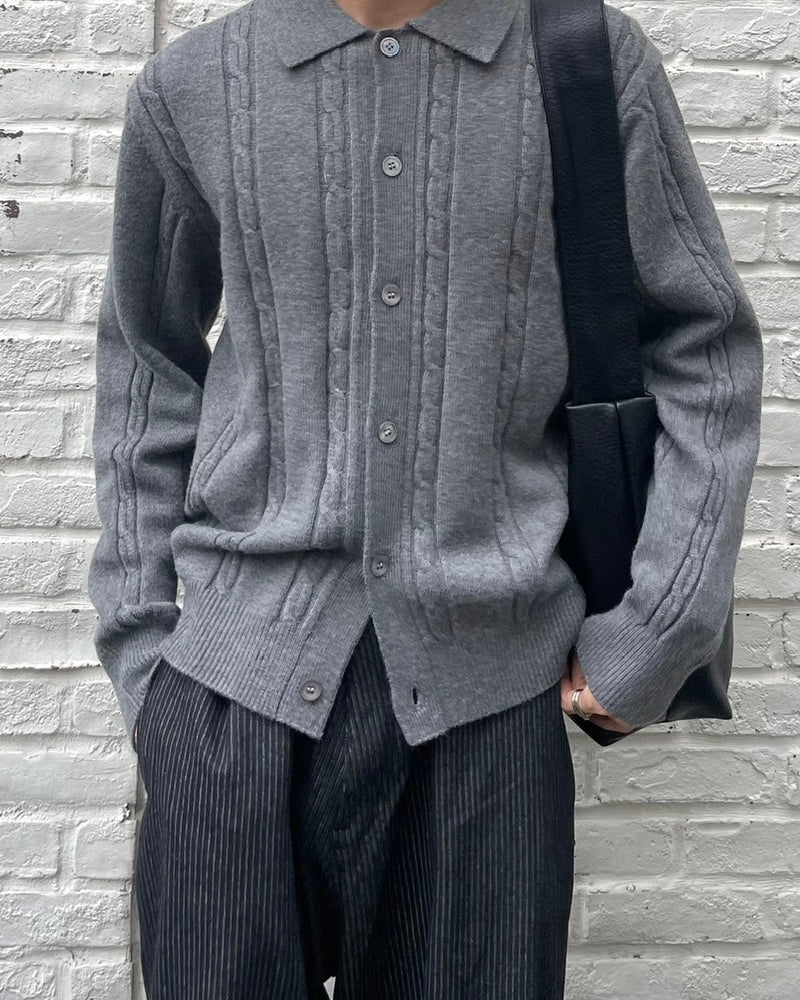 受注制【Chikashitsu +】cable lib knit cardigan (3color)