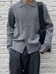 受注制【Chikashitsu +】cable lib knit cardigan (3color)