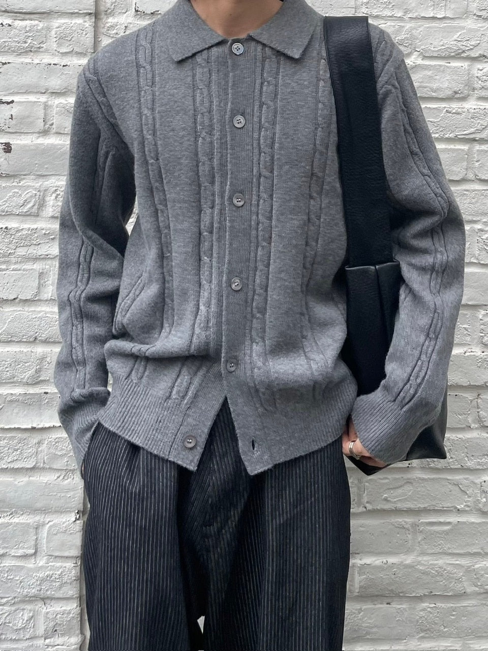 受注制【Chikashitsu +】cable lib knit cardigan (3color)