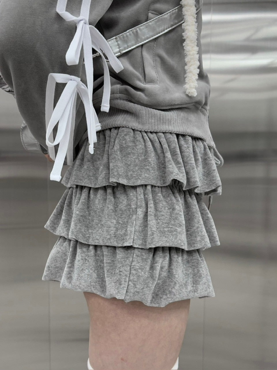 受注制【nmtc +】velours frill skirt (4color)
