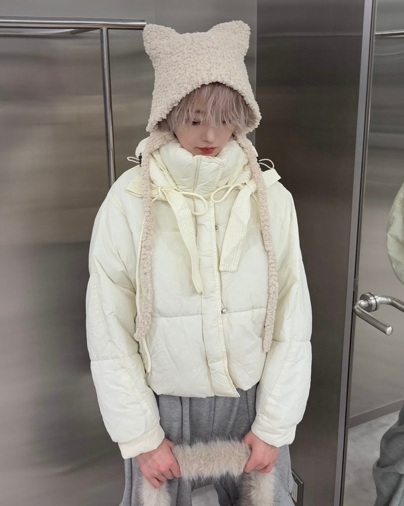 受注制【nmtc +】strap padding hood jacket (2color) / 【エヌエムティーシープラス】ストラップパディングフード長袖ダウンジャケット