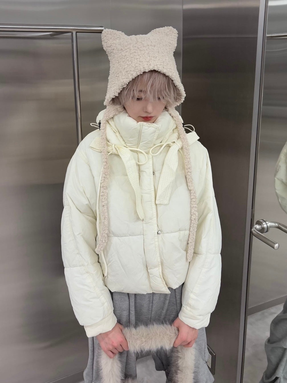 受注制【nmtc +】strap padding hood jacket (2color) / 【エヌエムティーシープラス】ストラップパディングフード長袖ダウンジャケット