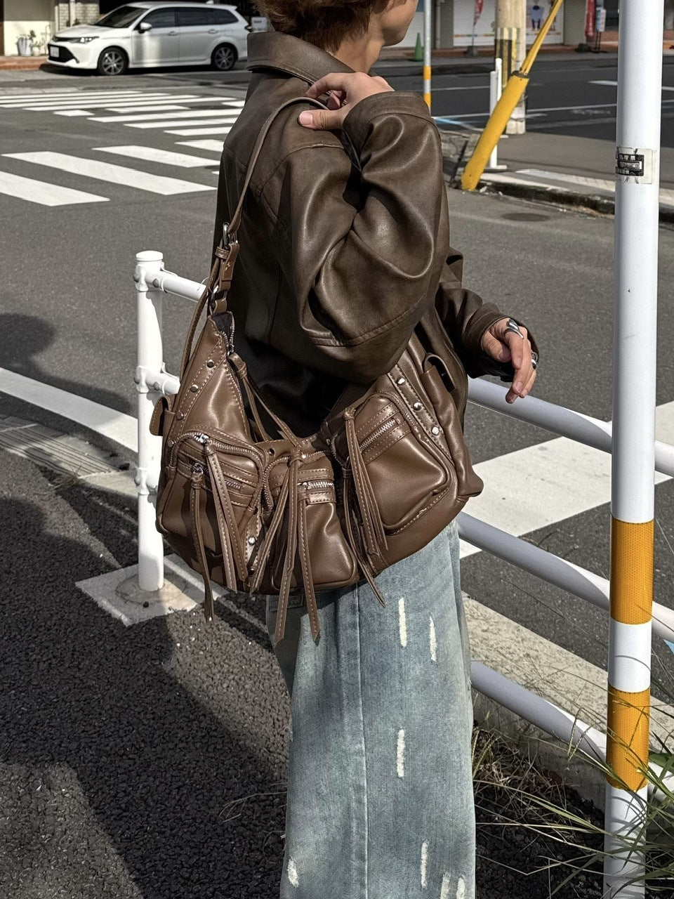 国際配送【RENOL】rivet leather bag