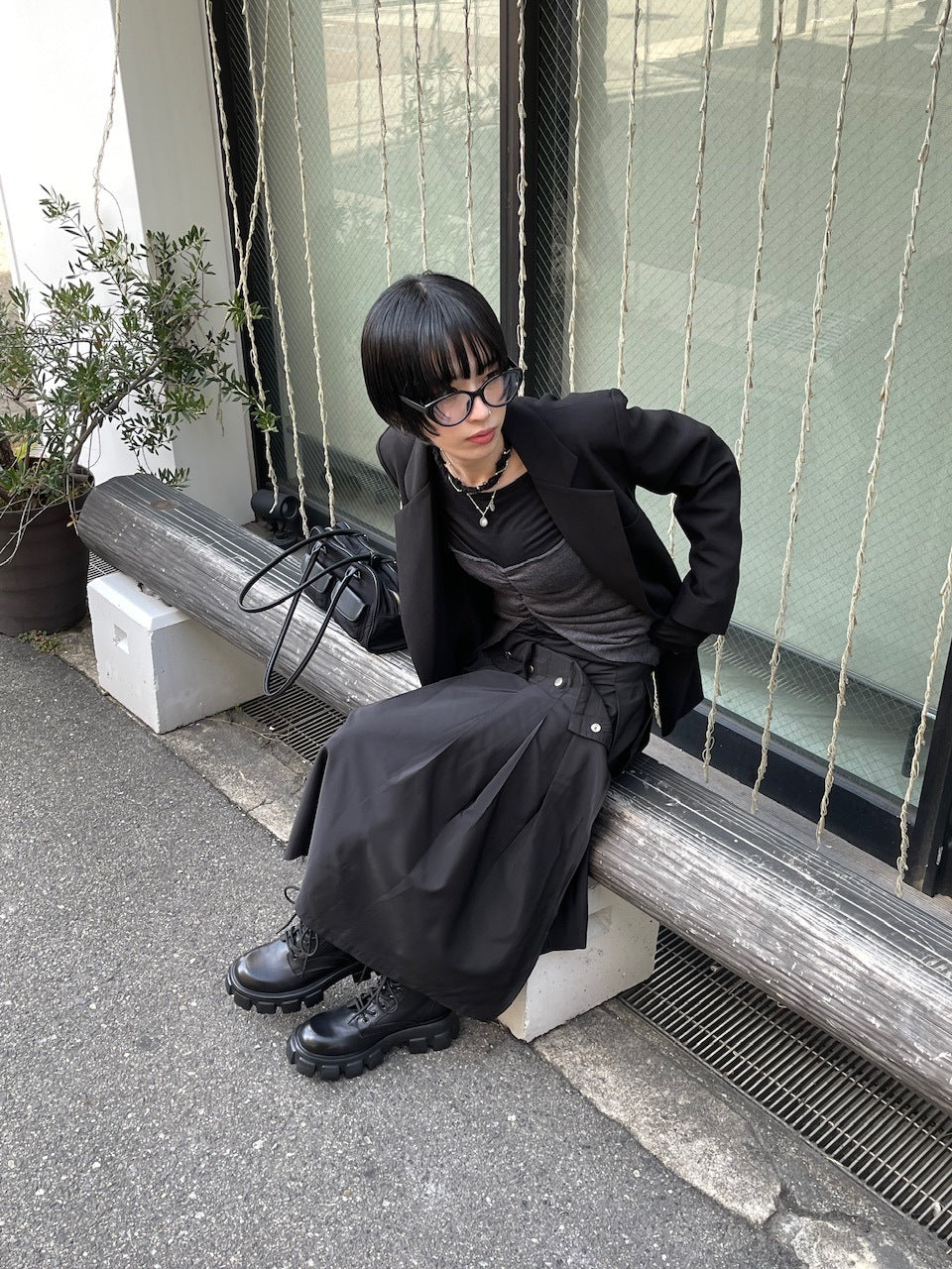 受注制【oaks】studs design pleats midi skirt