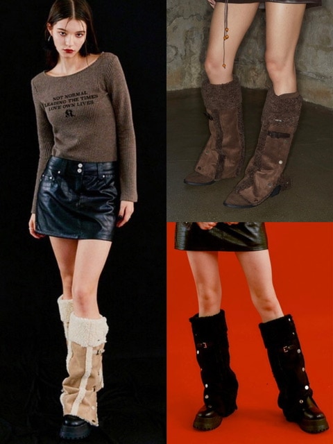 【NOT KNOWING】MOUTON SNAP LEG-WARMER