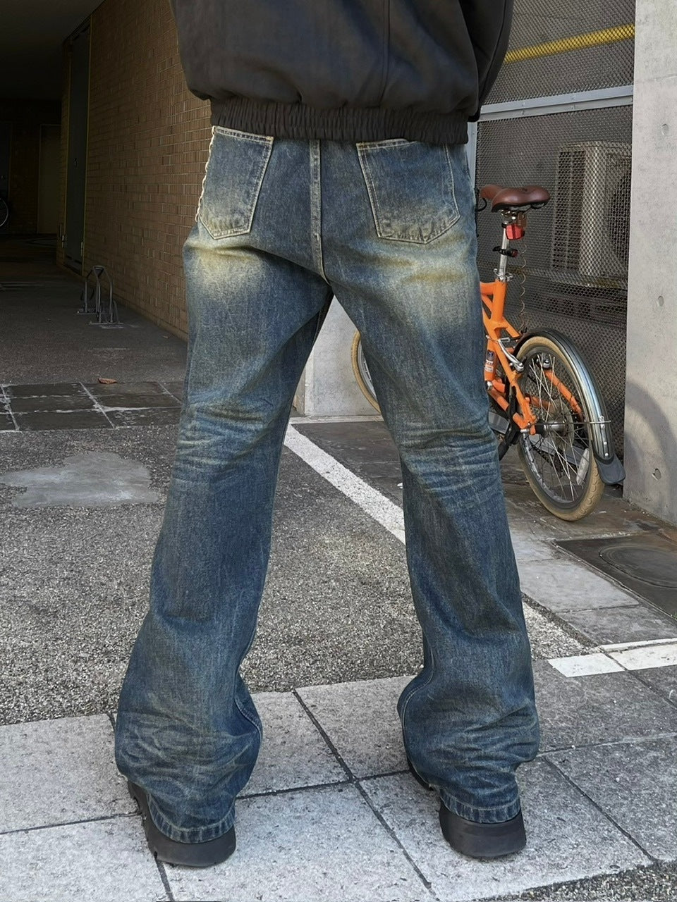 受注制【Chikashitsu +】phantom flare denim pants (2color) / 【チカシツプラス】フレアデニムパンツ