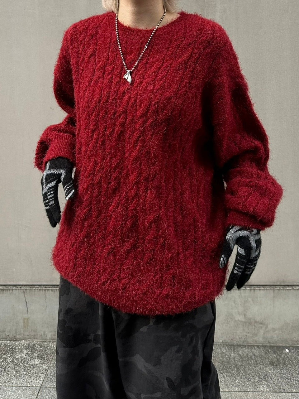 受注制【Chikashitsu +】angora like cable knit (3color)