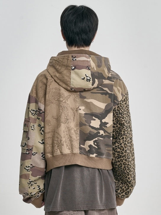 【AJOBYAJO】Camouflage Zip-Up Hooded Jacket