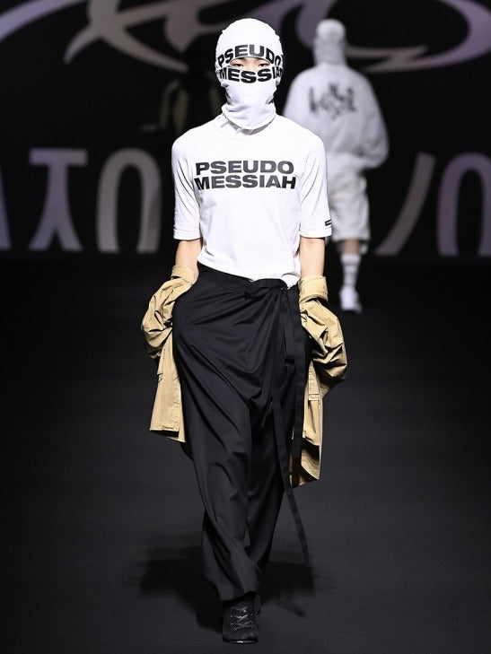 【AJOBYAJO】Wool Blend Asymmetrical Long Skirt Pants