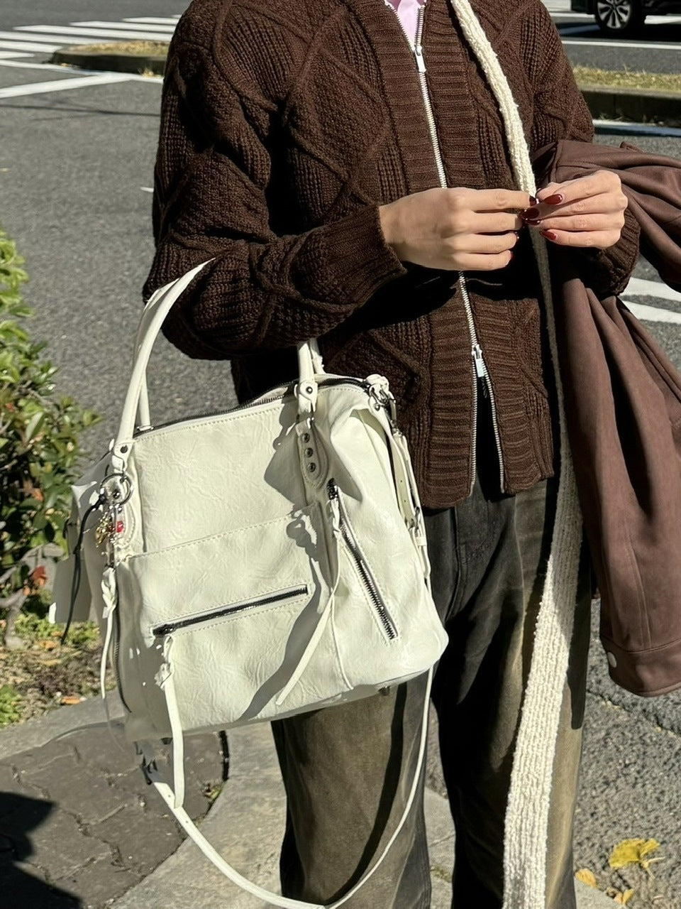 受注制【Chikashitsu +】multi pocket eco leather big bag