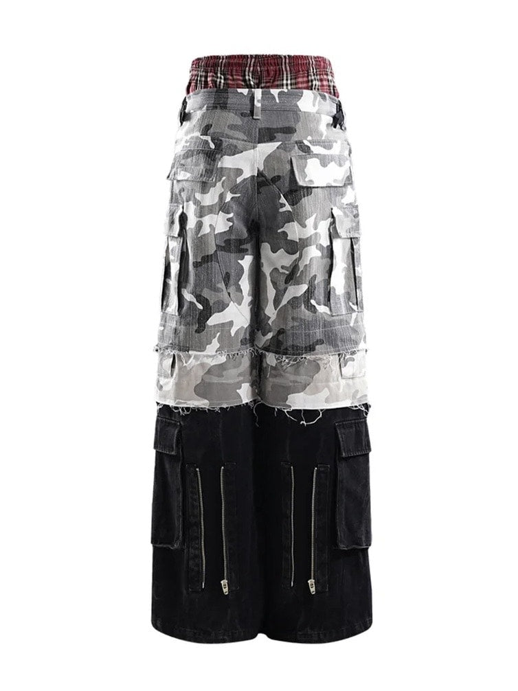 【The Boy Has No Patience】Prince Of Darkness Camouflage Stitching Four-In-One Overalls