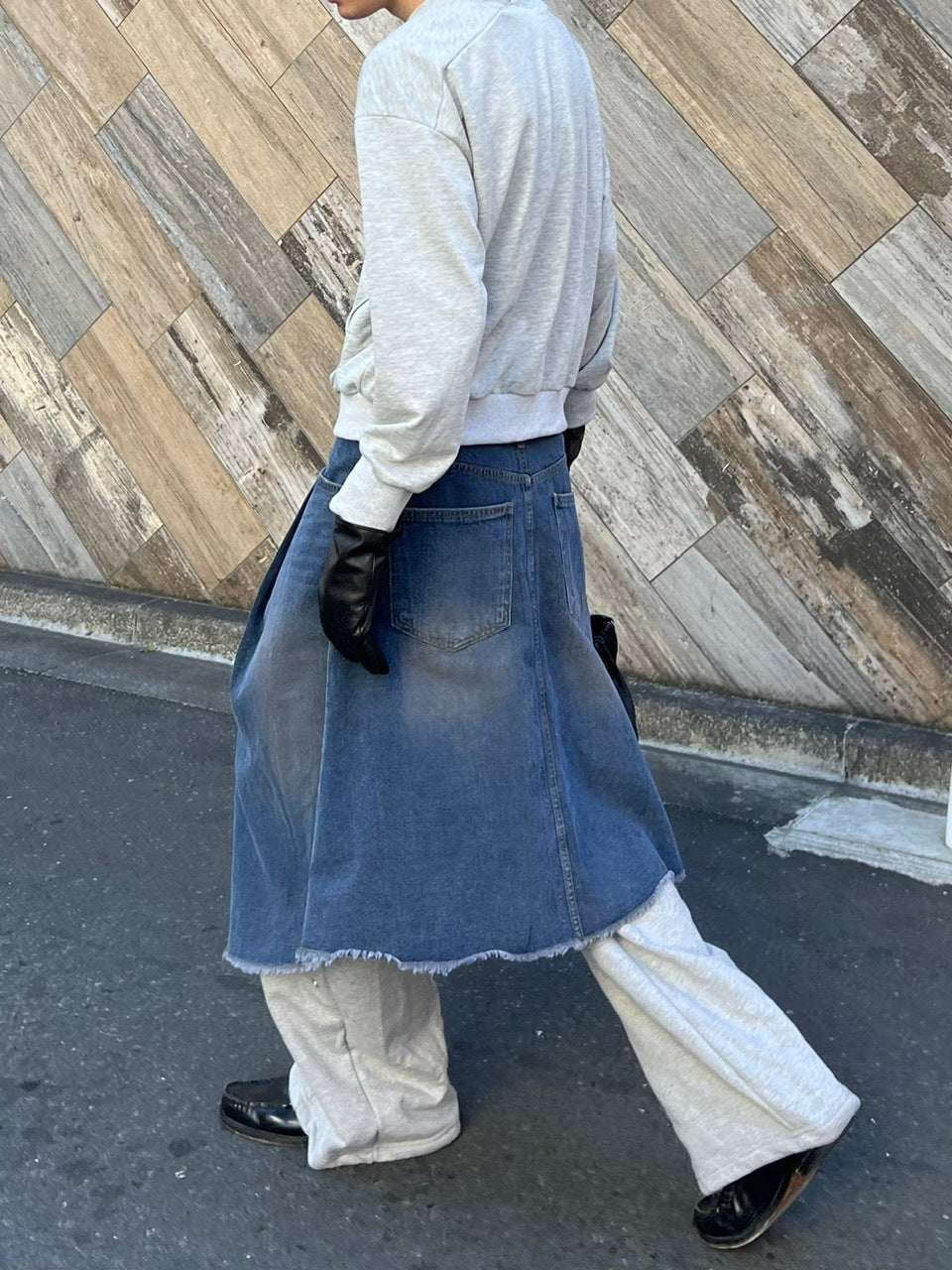 受注制【Chikashitsu +】wrapping design denim skirt (2color)