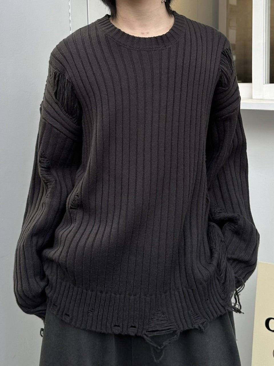 【LUV CODE】oversized damage knit (3color)