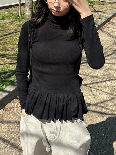 受注制【oaks】frill high neck long sleeve (2color)