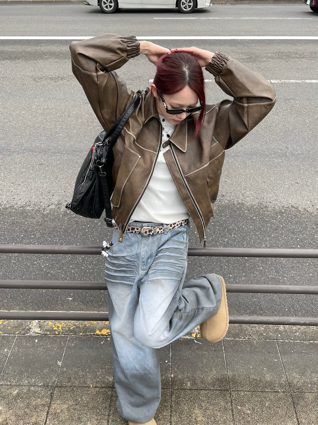 受注制【Chikashitsu +】western leopard belt (2color)