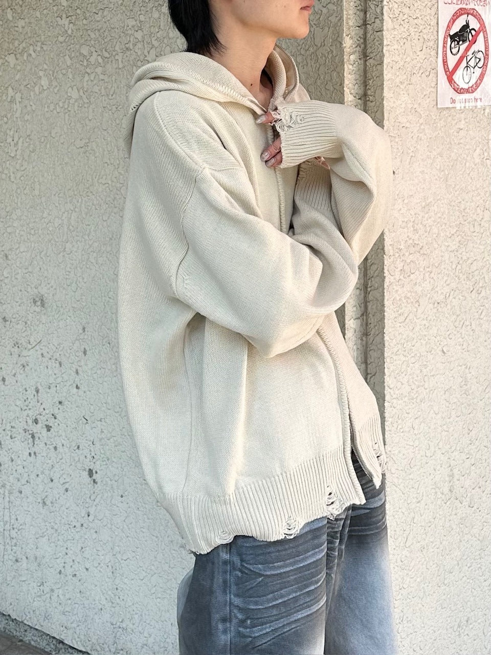 大阪店WEB限定受注制【Chikashitsu +】full zip up knit hoodie (3color)