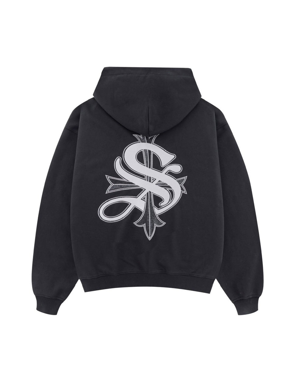 【SUPPLIER】2-Tone Rhinestone Cross Zip Hoodie