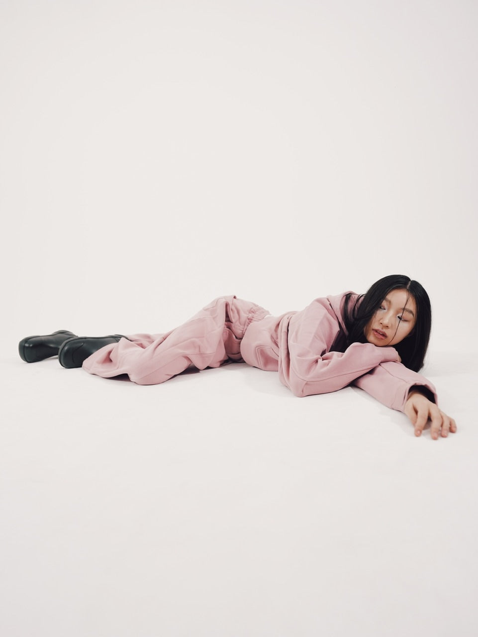 【CS】cropped double zip hoodie (pink)