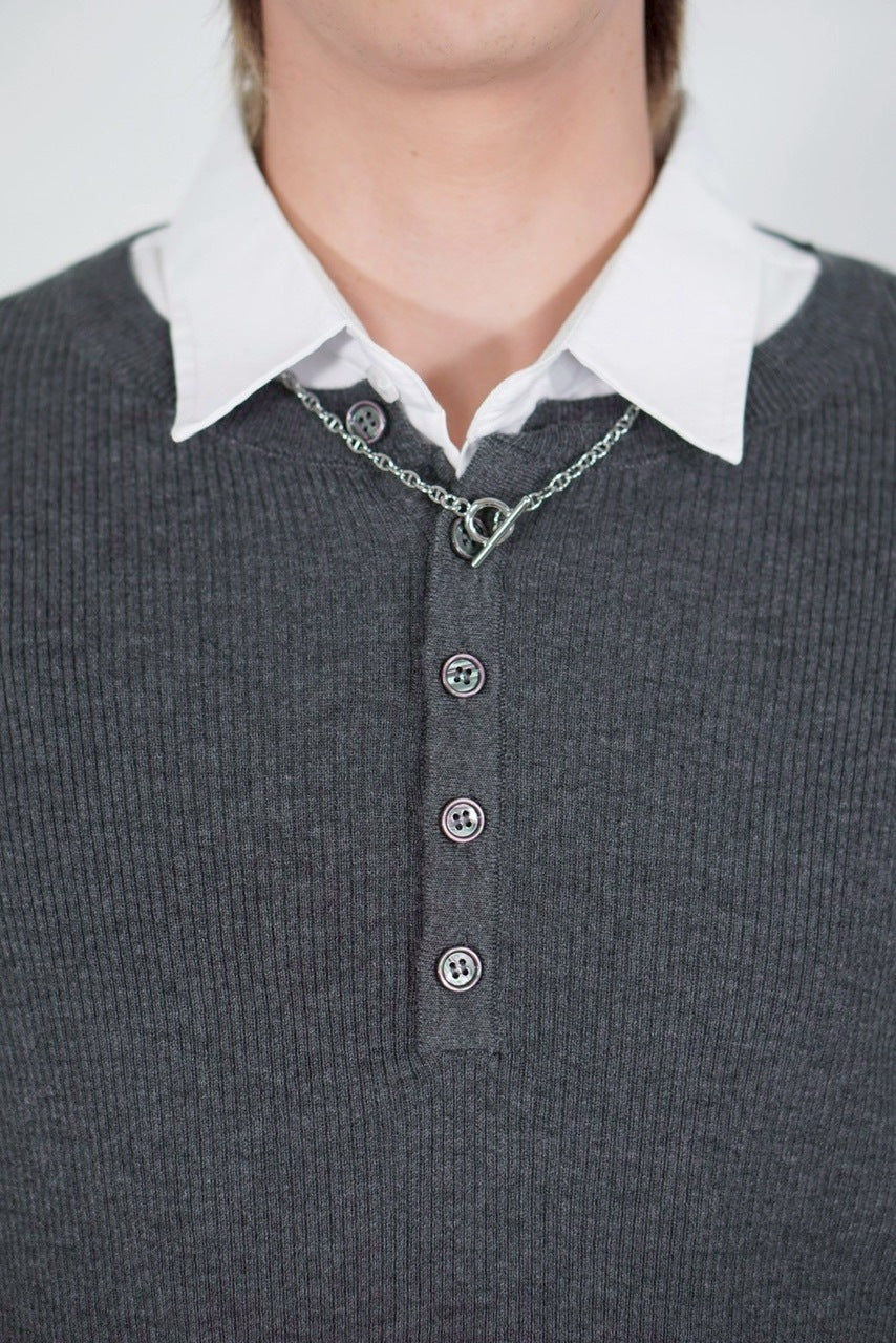 【Chikashitsu +】henry neck long sleeve knit (4color)