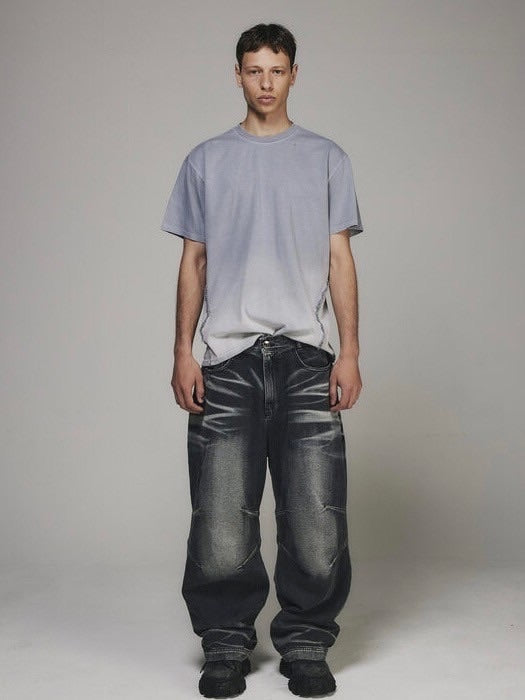 【BLR BLUER】DESTROYED GRADATION BLEACHED SHORT SLEEVE